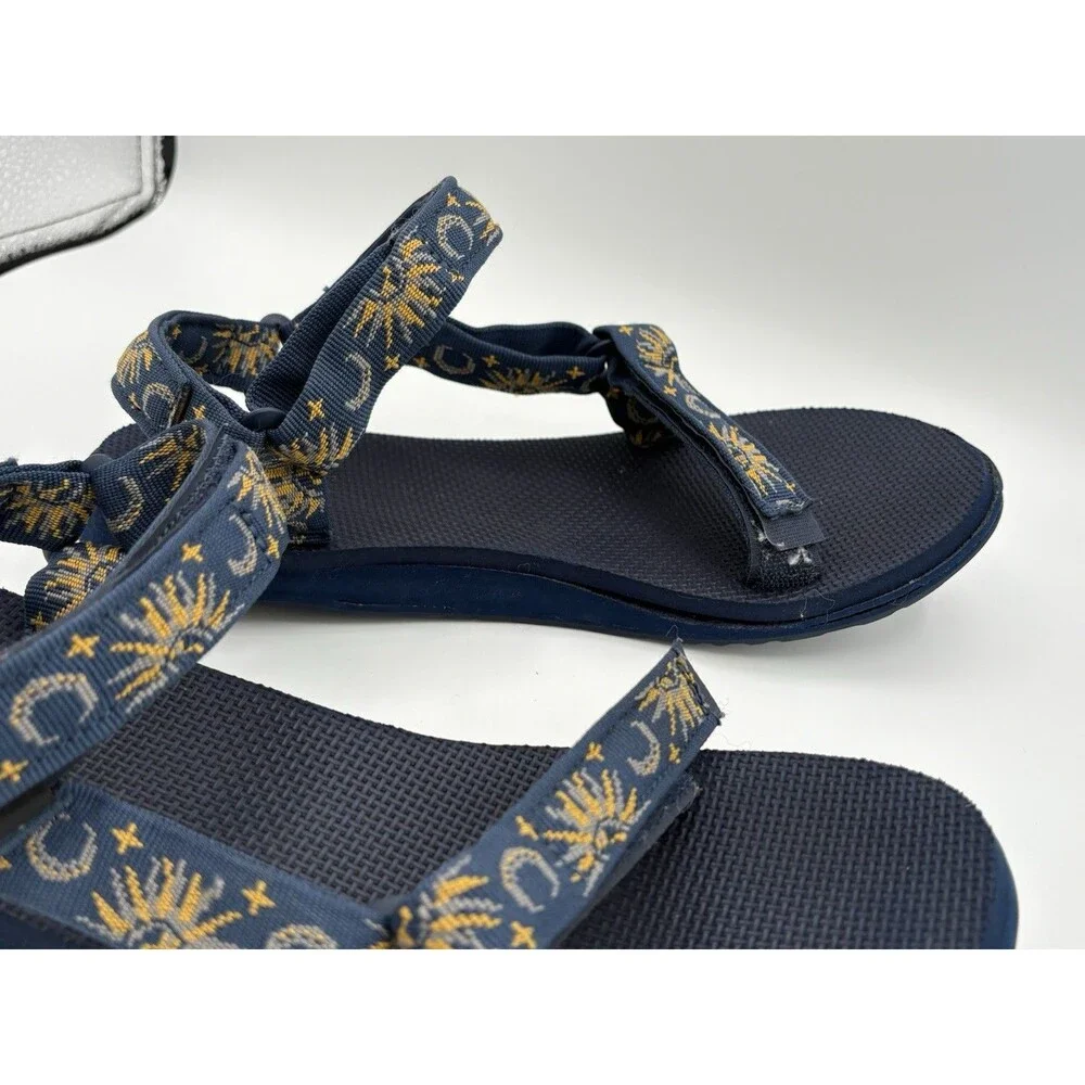 Teva Women’s 10 Celestial Sun Moon Stars Navy Sandals Y2K Boho Strappy